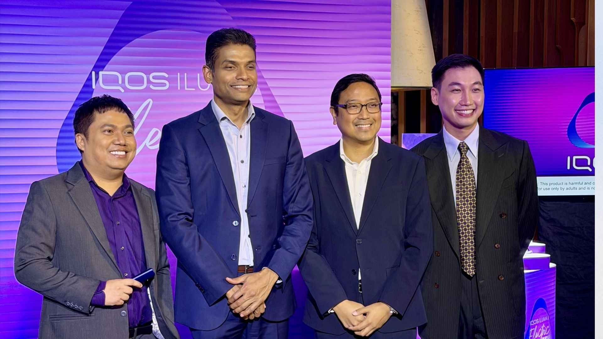 Crismer Tiria, Head of Marketing; Vicknatheeban Tharmalingam, Director for Smoke-Free Products; Atty. Ferdi Echiverri, Director of Communications; Henry Yap, IQOS Brand Manager.