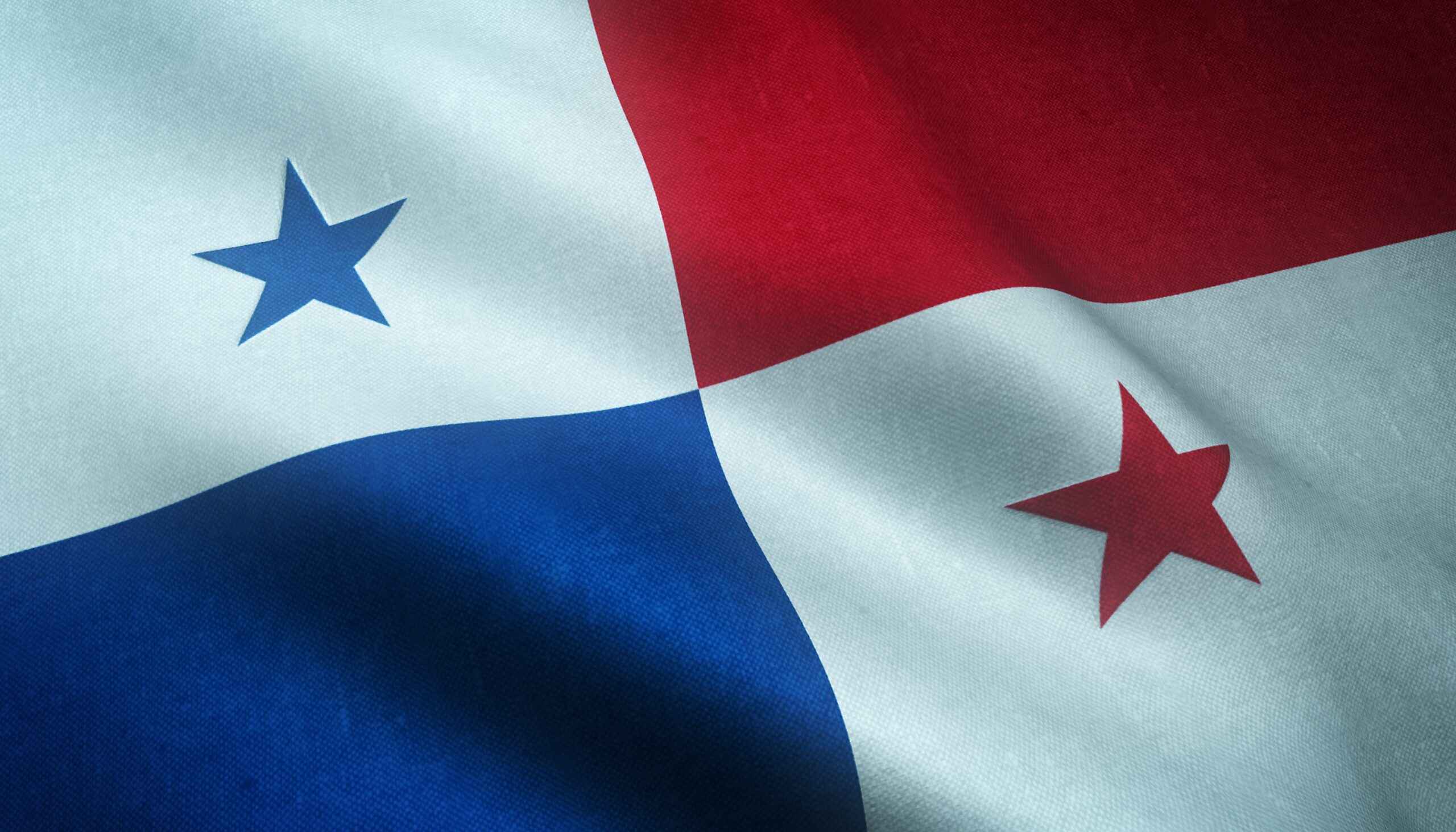 A closeup shot of the waving flag of Panama with interesting textures